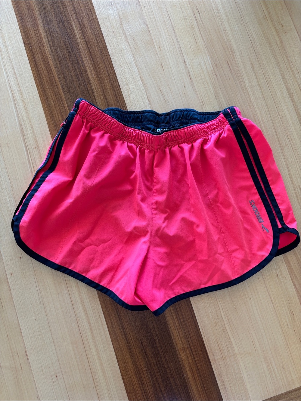 Brooks Women's Neon Pink Athletic Running Shorts with Black Trim